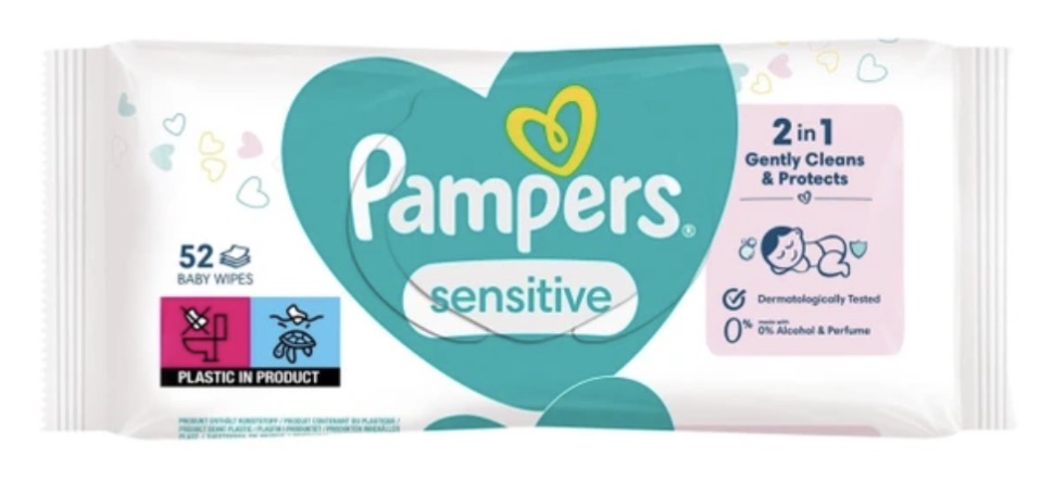 دستمال مرطوب بچه پمپرز Pampers Sensitive Baby بسته ۵۲ عددی