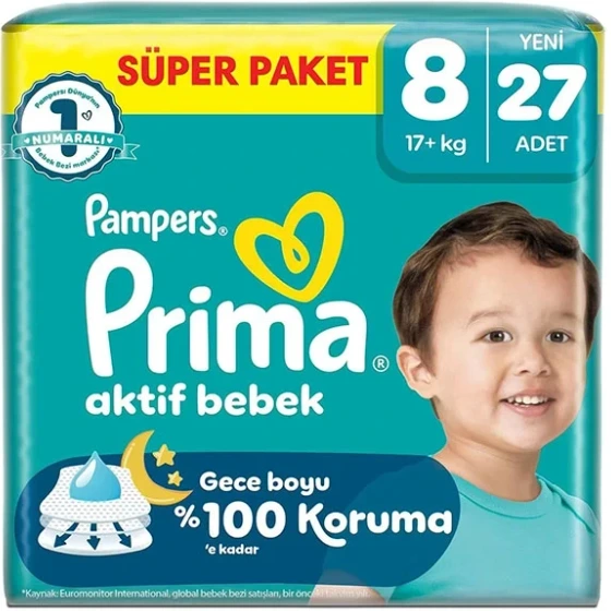 پوشک پریما ترک سایز 8 بسته ۲۷ عددی