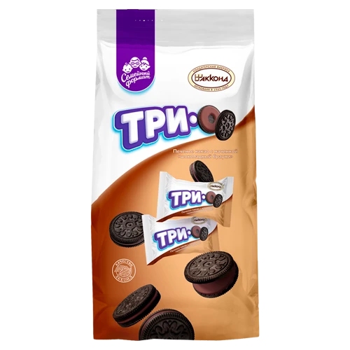 بیسکوئیت تریو آکوند روسیه کاکائو با مغز شکلاتی وزن 460 گرم
