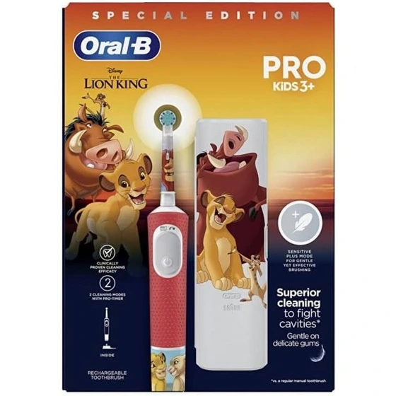 مسواک برقی کودک اورال-بی مدل 3+PRO KIDS Oral-Bطرح شیرشاه The LionKing