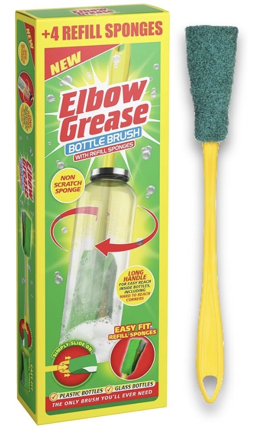 دسته و اسفنج شستشوی بطری Elbow Grease به همراه ۴ عدد اسفنج یدک